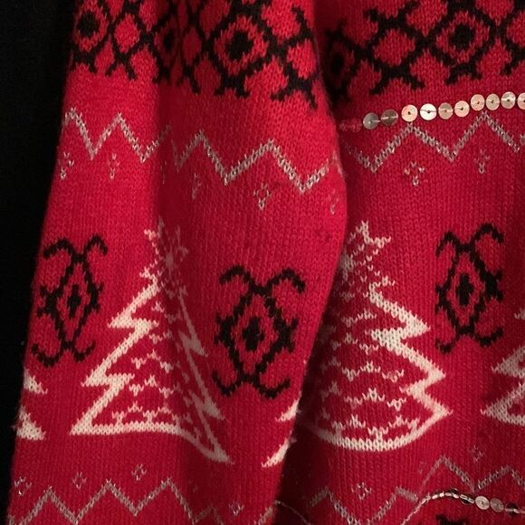 HOLIDAY Time Women’s Christmas Sparkle Sweater with Silver Trim and Sequins XL - Picture 8 of 10